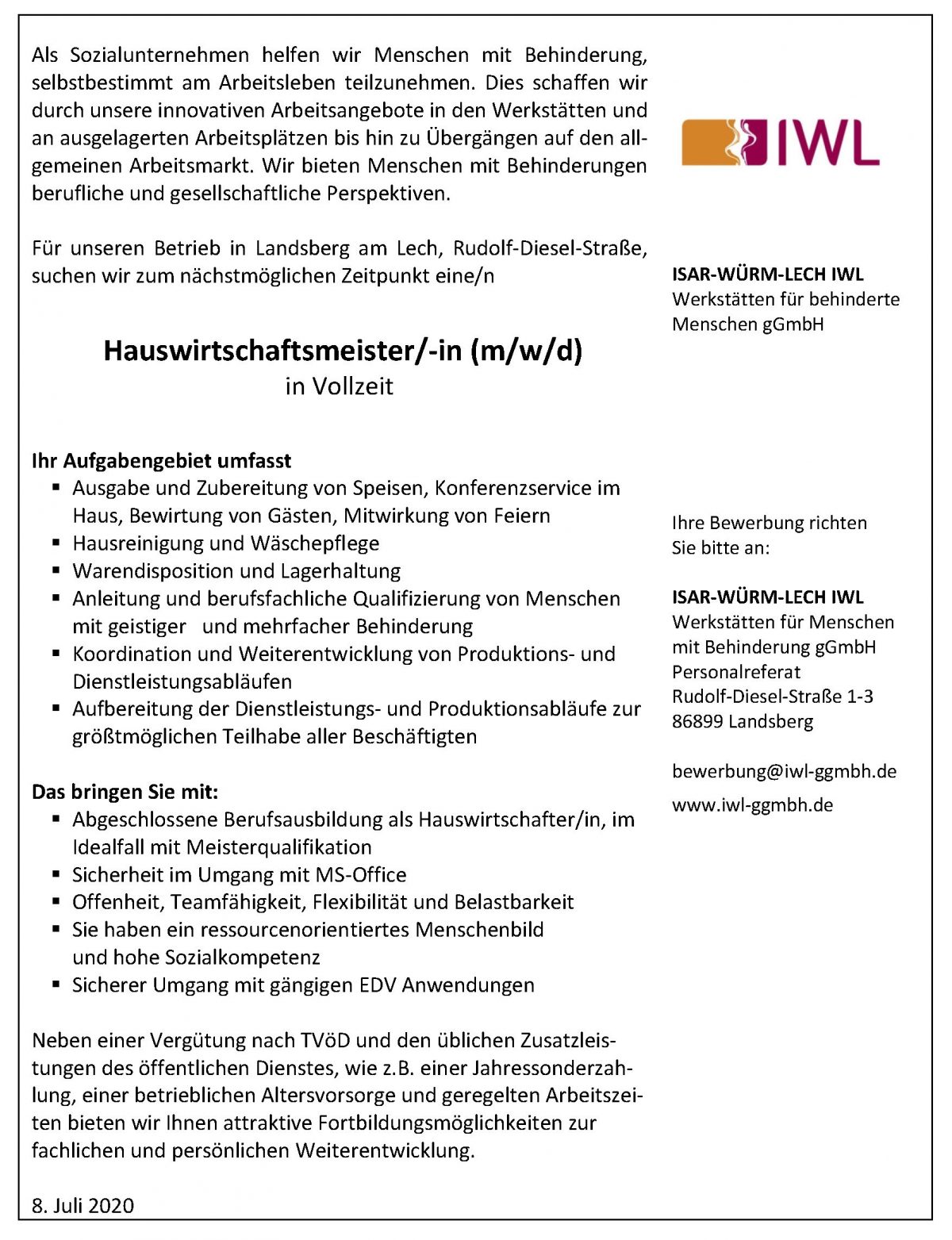 IWL Stellenangebote - Stellenanzeige, Freie Stellen Und Bewerbung