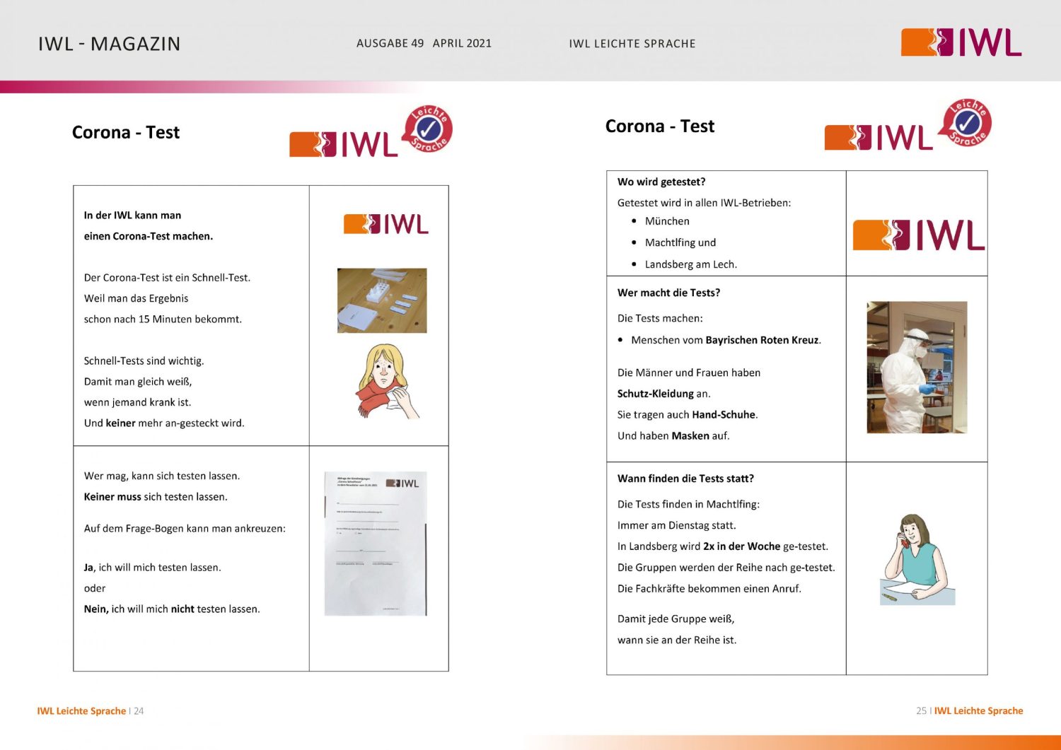 IWL-Magazin Leichte Sprache Thema Corona-Schnelltests